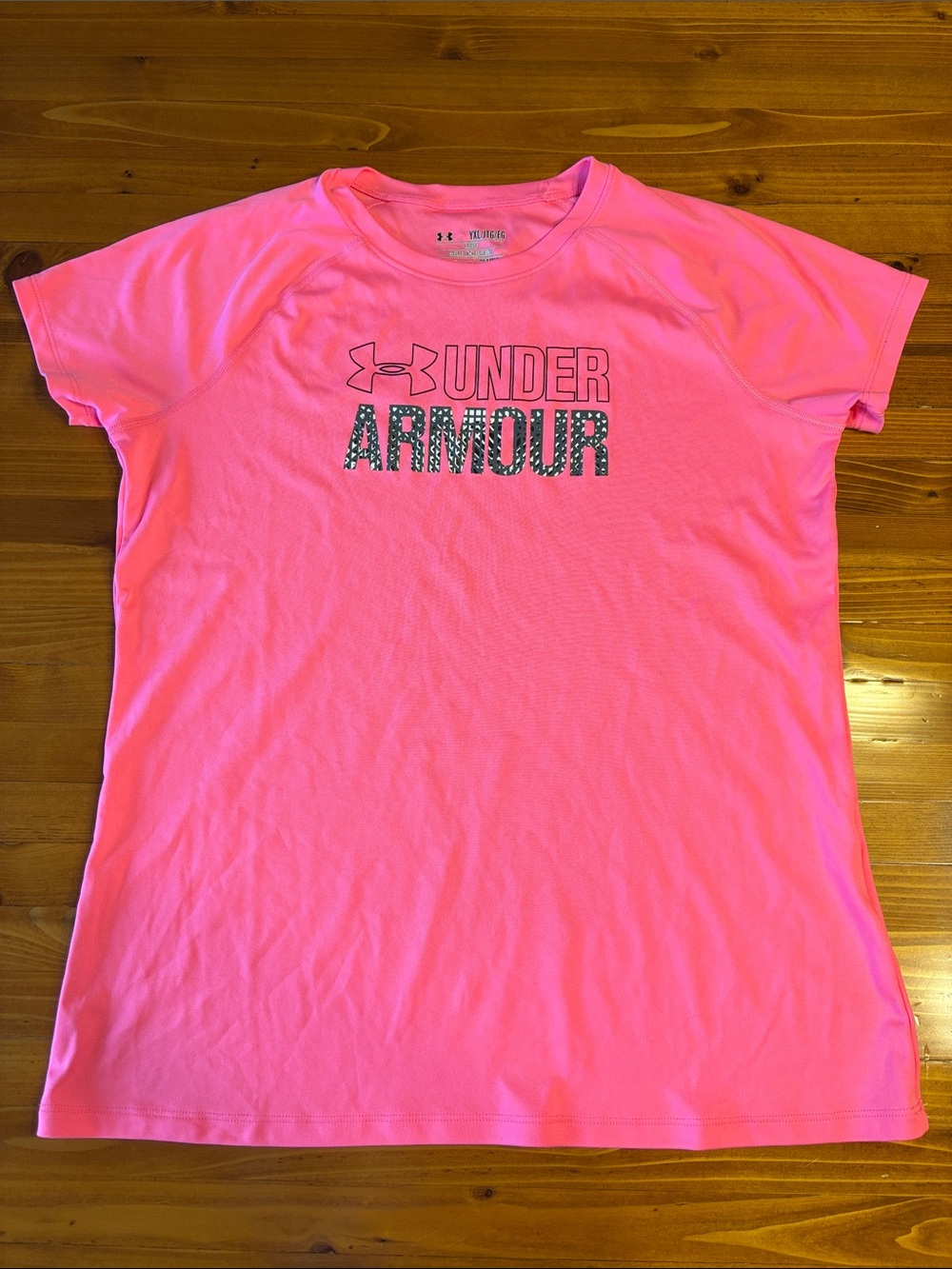 Under Armour Girls Neon Pink Performance Tee with Logo